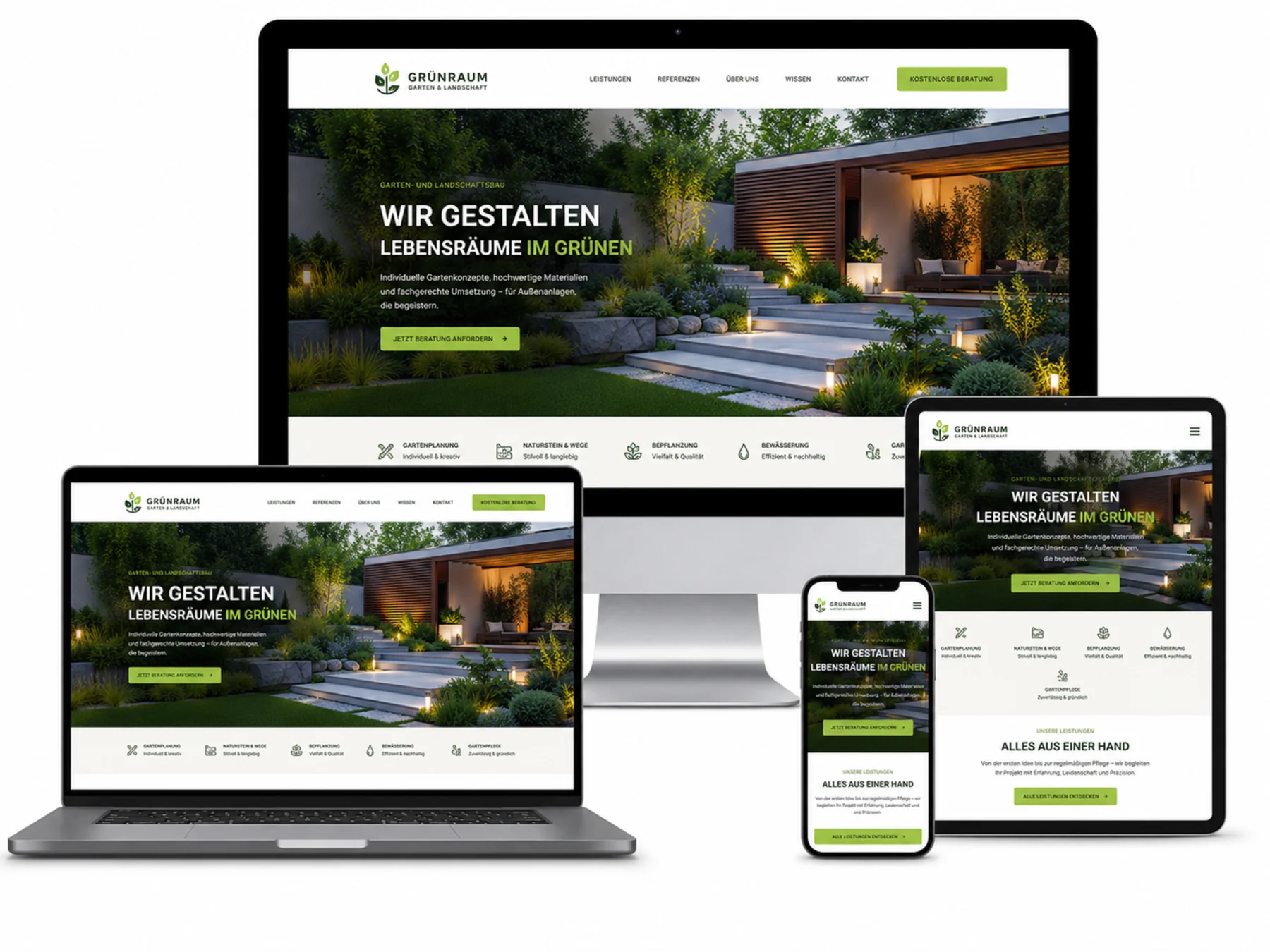 Beispiel für eine moderne Website auf verschiedenen Geräten